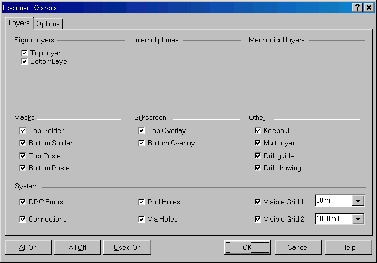 在主功能列，Design >> Option，打開Document Option設(shè)置環(huán)境