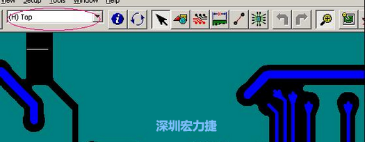 如果圖形像下圖一樣無法顯示鉆孔，只須圖（186）將紅色圈住的活動層改為當(dāng)前顯示層即可。