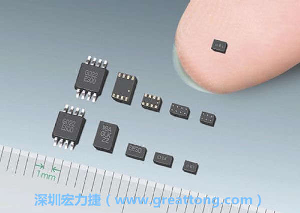 常規(guī)IC與WLP制作的封裝設計元件，尺寸有極大的差異，WLP僅需晶粒尺寸就有相同的電氣特性。