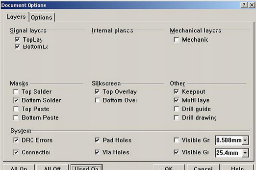 按“L”打開(kāi)層設(shè)置窗口，打開(kāi)各層圖形進(jìn)行初步檢查，看文件有無(wú)設(shè)計(jì)上的問(wèn)題或有無(wú)特殊的、在處理文件時(shí)需特別留意之處