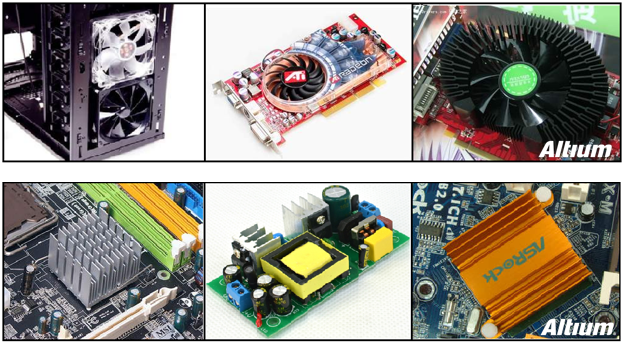 承載大電流的電路中功耗損失所產(chǎn)生的熱量應(yīng)梳離發(fā)熱器件以對抗溫升。大家都可能熟悉電腦處理器上使用的風(fēng)扇和散熱片。